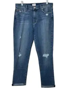 Hudson NATALIE Midrise Slim Boyfriend Crop Distressed Jeans Women's 31 NEW