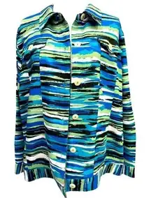 Maggie Sweet Multi-colored Jacket in Blue,‎ Green & White Size 22W