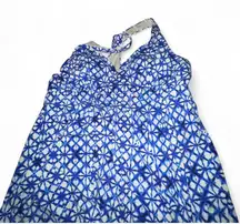 Lands' End Blue and White Patterned Swim top