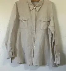 FINAL MARKDOWN Beige Button-Up Chicos linen shacket 3 xl