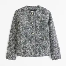 Abercrombie & Fitch Black and White Tweed with Gold Buttons Jacket Size M