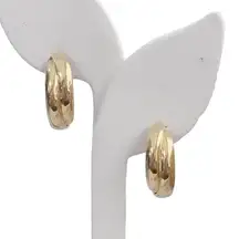 585 14K Solid Yellow Gold X Cross Half Moon Earrings