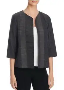 NWT Eileen Fisher Karume Dash Organic Cotton Blazer Collarless preppy classic XL