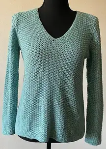 Women’s Blue Sweater Size Medium Pullover V-Neck