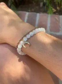 Beaded white moon stone bracelet