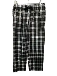 Cafe Press Pajama PJ Pants Black Plaid Flannel Sz XL Pockets Pull On Drawstring