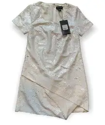 NWT Stylestalker White Sequin Asymmetrical Short Sleeved Mini Dress XS