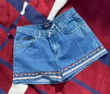 Vintage L.e.i - life energy intelligence high waisted floral embroidered shorts