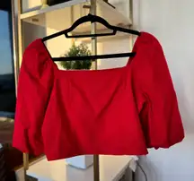 Red Puffy Sleeve Top