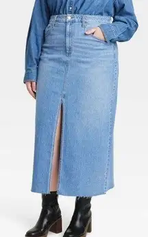 Universal Thread Denim Midi Skirt with Front Slit size 17