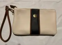 Stone and Co. Leather‎ Wristlet- Tan and Black with brown leather wrist strap