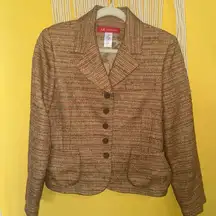 Anne Klein Tweed Colorful Metallic Business Casual Button Up Blazer Size 10