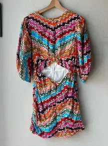 NWT Rhode Dress Abstract Cut Out Isla Ric Rac Chevron Print Mini Dress Size 8