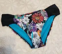 Panache Annalise Floral Multicolor Gathered Swim Bikini Bottoms Size Medium