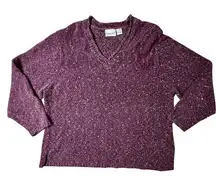 Fashion Bug Burgundy V-neck Donegal Soft Acrylic Sweater‎ 26/28