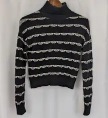 Joie Turtleneck Black with pattern knit sweater XS