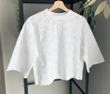Madewell Embroidered Eyelet Wide Sleeve Boxy Tee