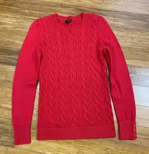 Talbots Cable Knit Crewneck Sweater‎ Womens XS Button Accent Red Crew Neck Work