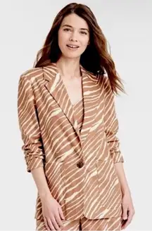 A New Day Sz Med Blazer Brown & White Zebra Print