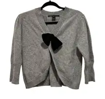 Marc Jacobs Women Gray 3/4‎ Sleeve V Neck Bow Sweater Lambs Wool Angora Rabit M