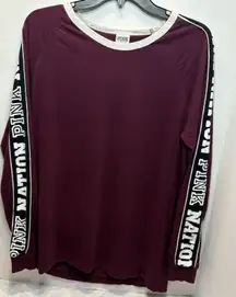 Victoria’s Secret VS Pink Long Sleeve Campus Baseball Oversized T-Shirt Tunic S