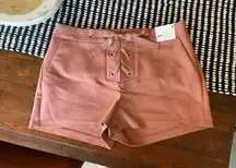 Mid Rise Mauve Tie Front Shorts 6