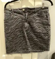 zebra print denim skirt