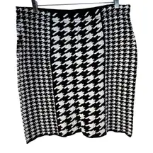 ELLE COLLECTION Houndstooth Pencil Skirt Black White Knit XL
