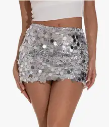 Silver sequin mini skirt 