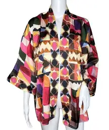 Soft Surroundings Kimono Jacket Womens‎ PS Multicolor Boho Festival Lagenlook