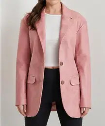 HOUSE OF CB Kiera Vegan Leather Oversized Blazer, Warm Pink, Large