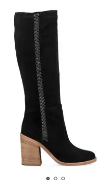 Ugg Women’s Maeva Black Suede Mid Calf Heeled‎ Boots 9 boho equestrian chic