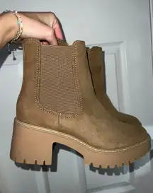 NWT Tan/Brown Faux Suede Ankle Booties 