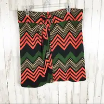 Striped Chevron Faux Wrap Bow Mini Skirt XL