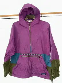 Vintage 90s LL Bean Anorak Aztec Pattern Pullover Parka Southwestern Women's Med