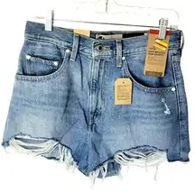 Levi's  Light Wash Distressed High Waisted Silvertab Denim Mom Shorts Size 28