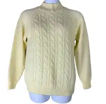 Jennifer Moore Sz Large Sweater Button Mock Neck Pastel Yellow Womens Pullover