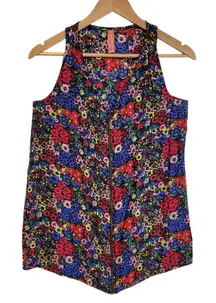 Vintage Eight Sixty Silk Ditzy Floral Top Zipper‎ Summer Vacation Bloomcore Sz S
