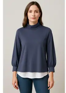 NWT Susana Monaco Long Sleeve Turtleneck Small Stretch Gray Minimal Fall Layer