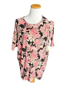 NWT Womens Lularoe Peach Palm Tropical Irma Tunic Top - Sz XXS