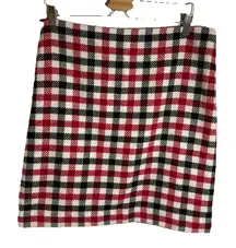 Talbots Womens Skirt 12 Wool‎ Blend Red Black White Plaid Lined Classic Career