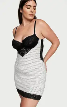 Victoria's Secret Mini Pin Dot White Modal Lace Mini Slip Size Large