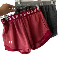 Under Armour 2 Pair Play Up Training Shorts Pink Heather UA Logo Athletic XS