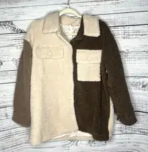 Entro Sherpa Colorblock Shacket Jacket Small Over Sized