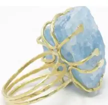 18K Gold Rough Cut Blue Stone Ring