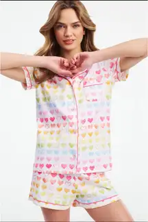 Roller Rabbit Watercolor Rainbow Heart Polo Pajamas