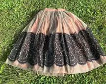Vintage Black Lace Gray Sheer Nude Full‎ Skirt from Modern Jr.