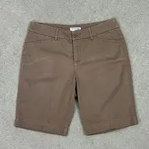 St. John’s Bay Petite Twill Chino Bermuda Shorts Brown 8P