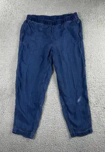 Pure Jill Indigo Pants Women Medium Petite Elastic Pull‎ On Waist Casual Basic