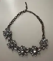 Elegant Silver Crystal Floral Necklace